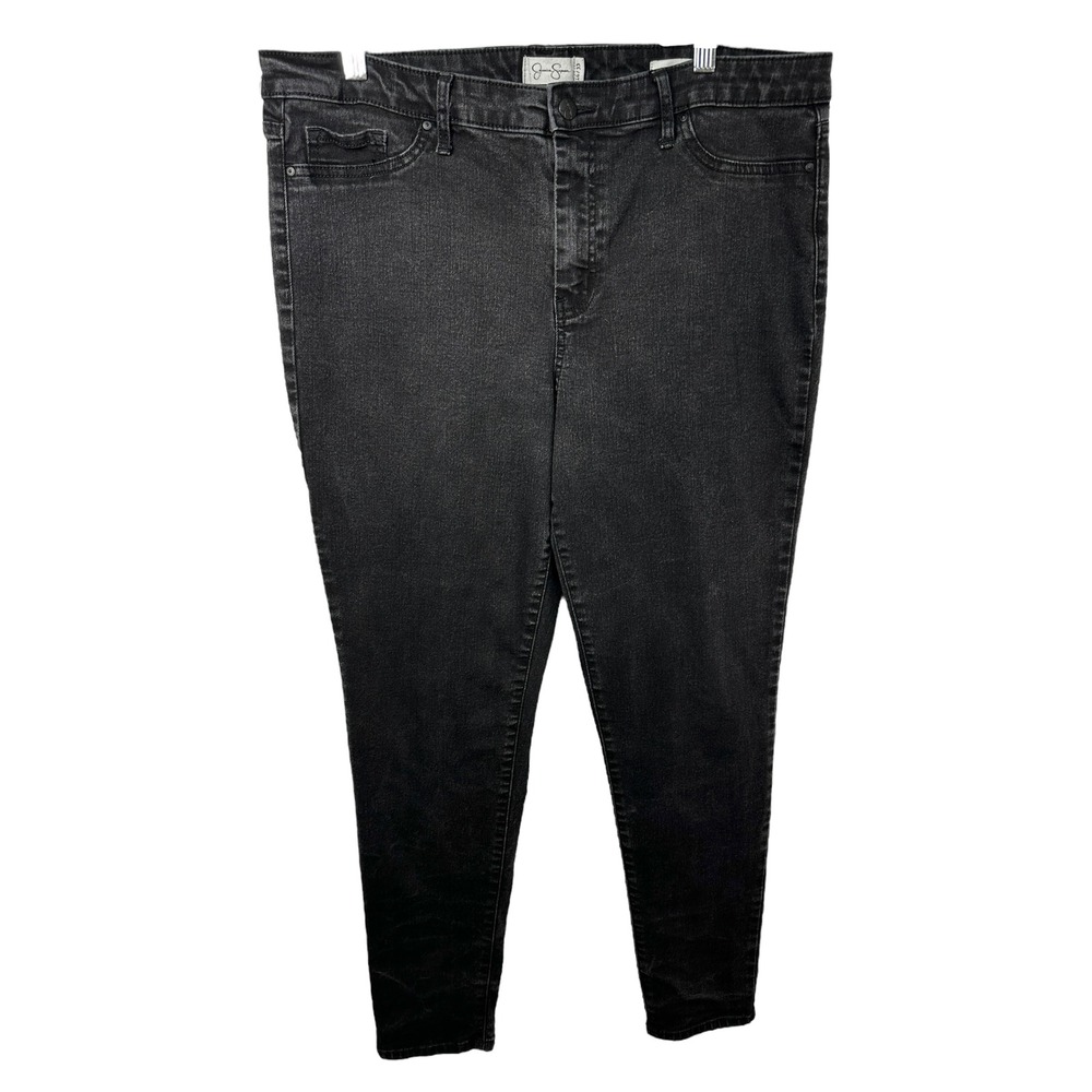 Jessica Simpson Plus Sz 16 Jeans High Rise Skinny Black Denim Pants Stretch 1235